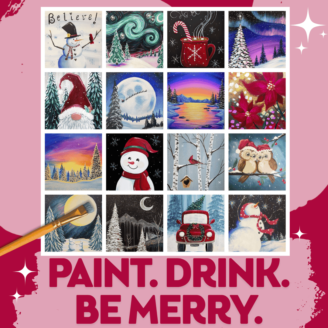 🎄🎨 Unleash Your Festive Spirit with a Fun Holiday Paint and Sip Class at Pinot's Palette! 🎨🎄